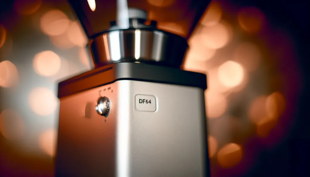 The DF64 coffee grinder with a focus on the stepless grind settings and aluminum body